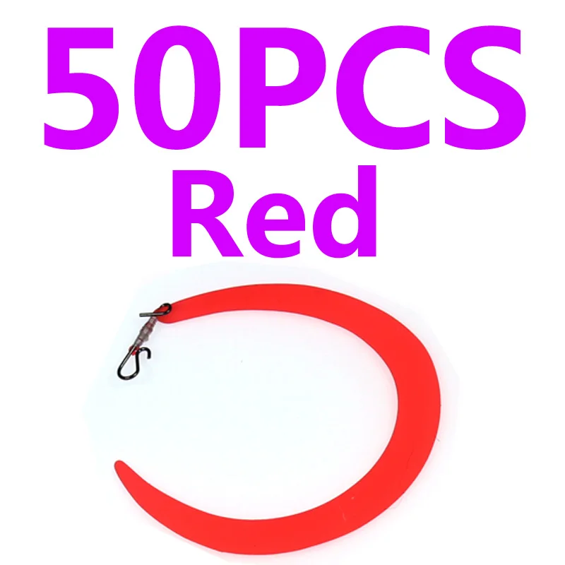 50pcs Red 50 шт. для морской рыбалки M Pretied Fishing Fly Wiggle Tail приманка/джиг хвосты с быстрой защелкой для хищника форель, Щука-бас - Цвет: 50pcs Red