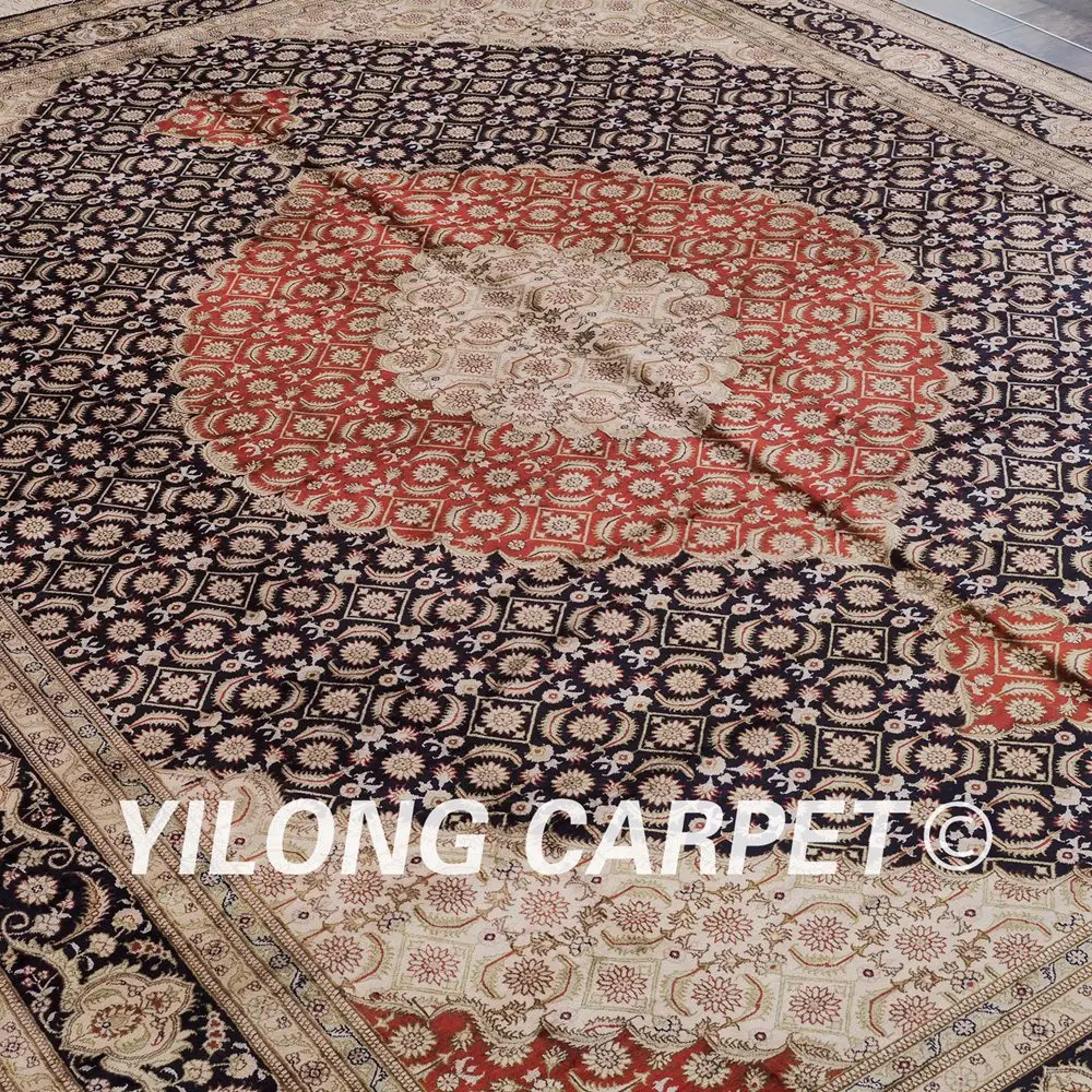 Goede Yilong 9'x12 'Antieke Handgemaakte Turkse Kleed Grote Zwart En Rood Perzische Zijde Tapijt (LH434B9x12)