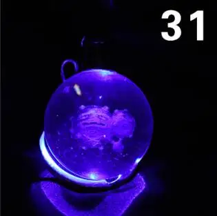 Светодиодный яркий брелок с 3D Пикачу Покемон генгар хрустальный шар брелок подвеска - Цвет: Size 31