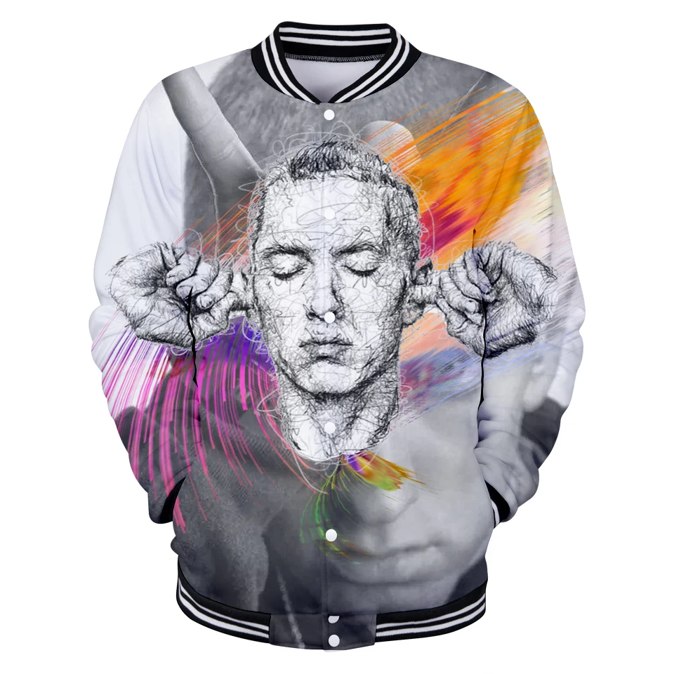 Мужская/Женская бейсбольная куртка EMINEM модная повседневная в стиле хип хоп с 3D