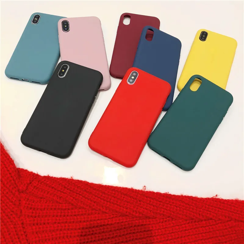 Яркий матовый цветной чехол для iPhone 7 8 Plus 6 6s X силиконовая Мягкая задняя крышка из