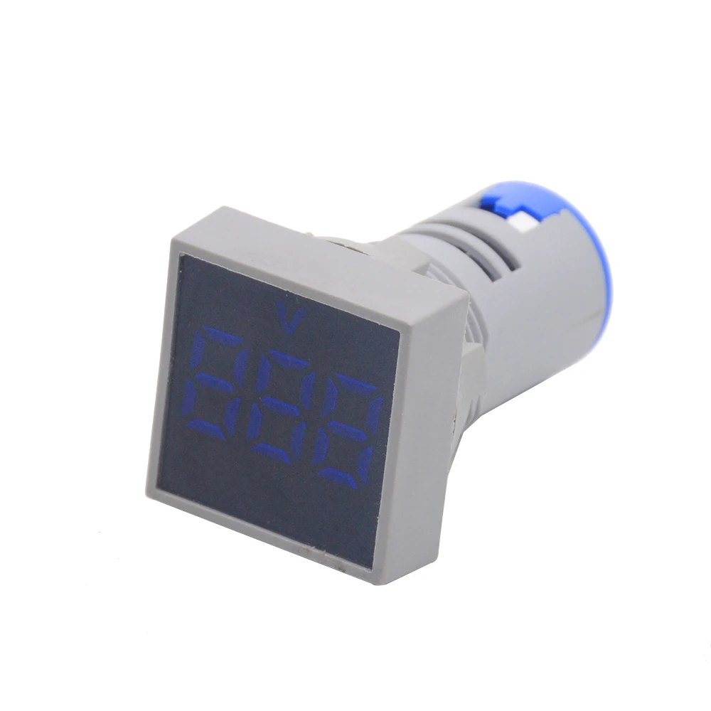 Blue Voltmeter 22 мм Диапазон измерения переменного тока 12-500 в вольтметр квадратная панель светодиодный цифровой измеритель напряжения индикатор светильник выходное напряжение AC22-500V - Цвет: Blue Voltmeter