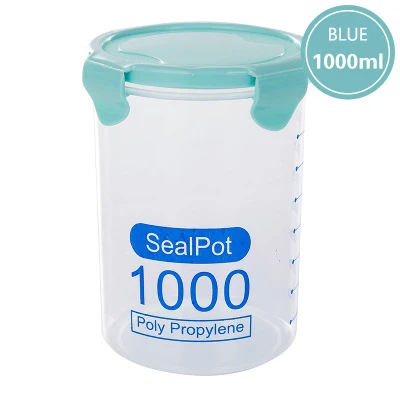 BLUE 1000ml Boxi 3Psc/набор диспенсер для зерновых прозрачных пластиковых банок и крышек, Герметичная канистра, кухонная сортировочная коробка для хранения продуктов, контейнер - Цвет: BLUE 1000ml