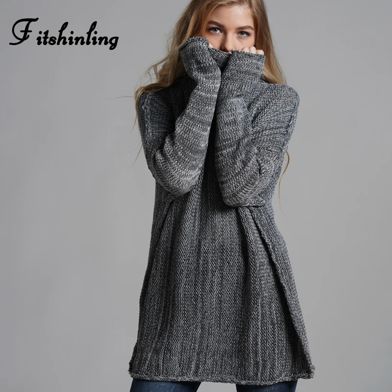 Свитер женский винтажный с высоким воротом Fitshinling трикотажная одежда модные