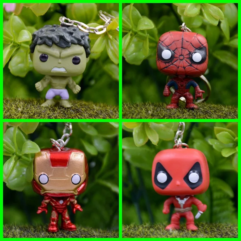 Игрушки Marvel FUNKO 4 шт./компл. железный человек Человек-паук Халк брелок Дэдпул ПВХ