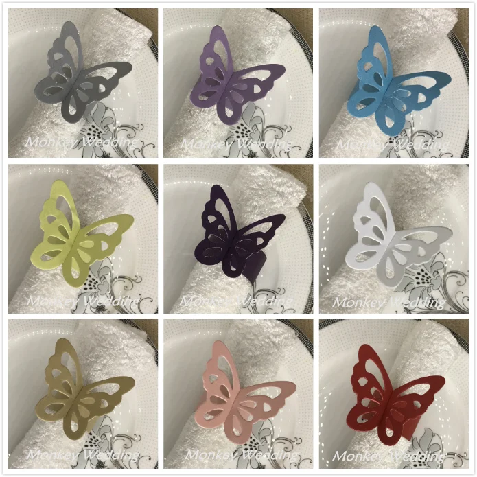 10 шт. бумажные кольца для салфеток с бабочкой украшения свадебной вечеринки 8