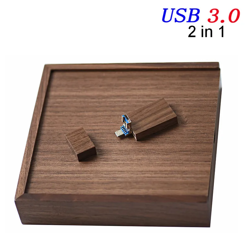 Walnut wood JASTER 2 в 1 USB 3,0 деревянный флеш-накопитель 64 ГБ 32 ГБ 16 ГБ 4 ГБ Емкость U диск USB ручка-накопитель смартфон карта памяти - Цвет: Walnut wood