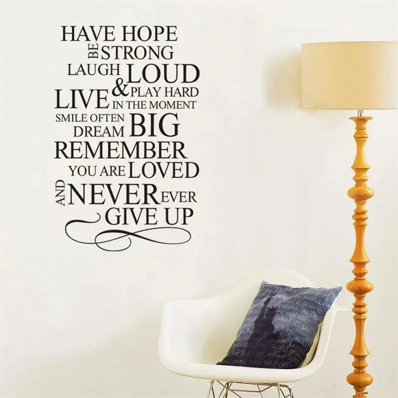 

ZOOYOO Never Ever Give Up Wall Stickers Inspiring Text Home Decor Removable Wall Decals Art Murals Bedroom Decoration