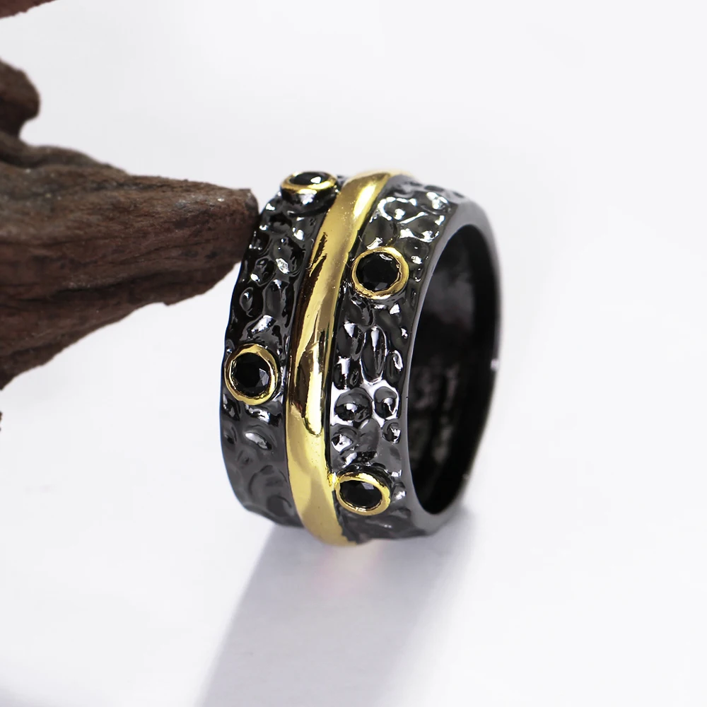 Женское кольцо на палец Винтажное с черным кольцом | Украшения и аксессуары
