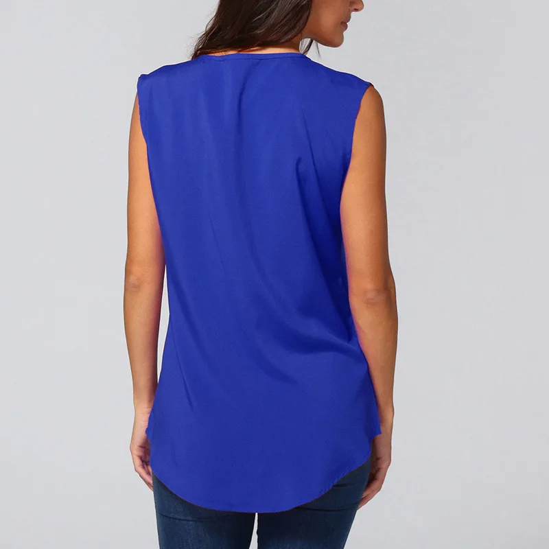 Женская шифоновая рубашка без рукавов с v-образным вырезом | одежда