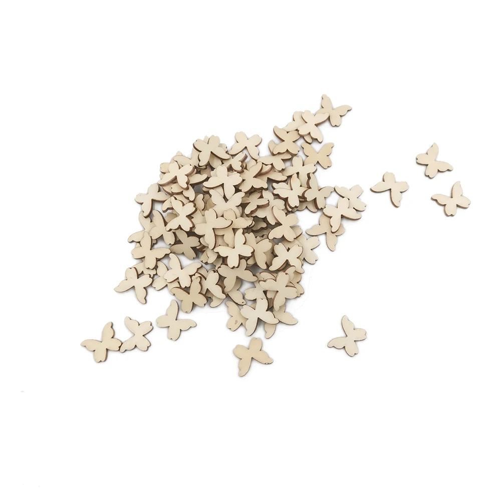 100 шт. DIY Деревянные бабочки деревянные чипы декоративные украшения рукоделие