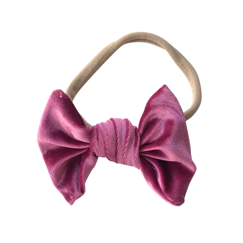 24 шт./лот бархатная повязка на голову с спутанным бантом детский бархатный тюрбан