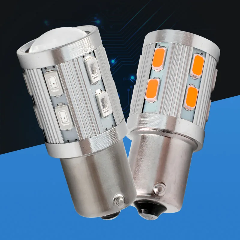 2 шт. 1156 P21W BA15S 16 SMD 5630 5730 LED объектив проектора алюминиевый корпус автомобильный