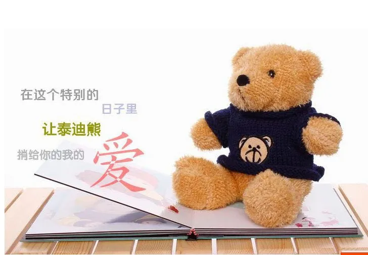 

small plush Teddy bear doll cute blue cloth lovely bear doll gift about 20cm