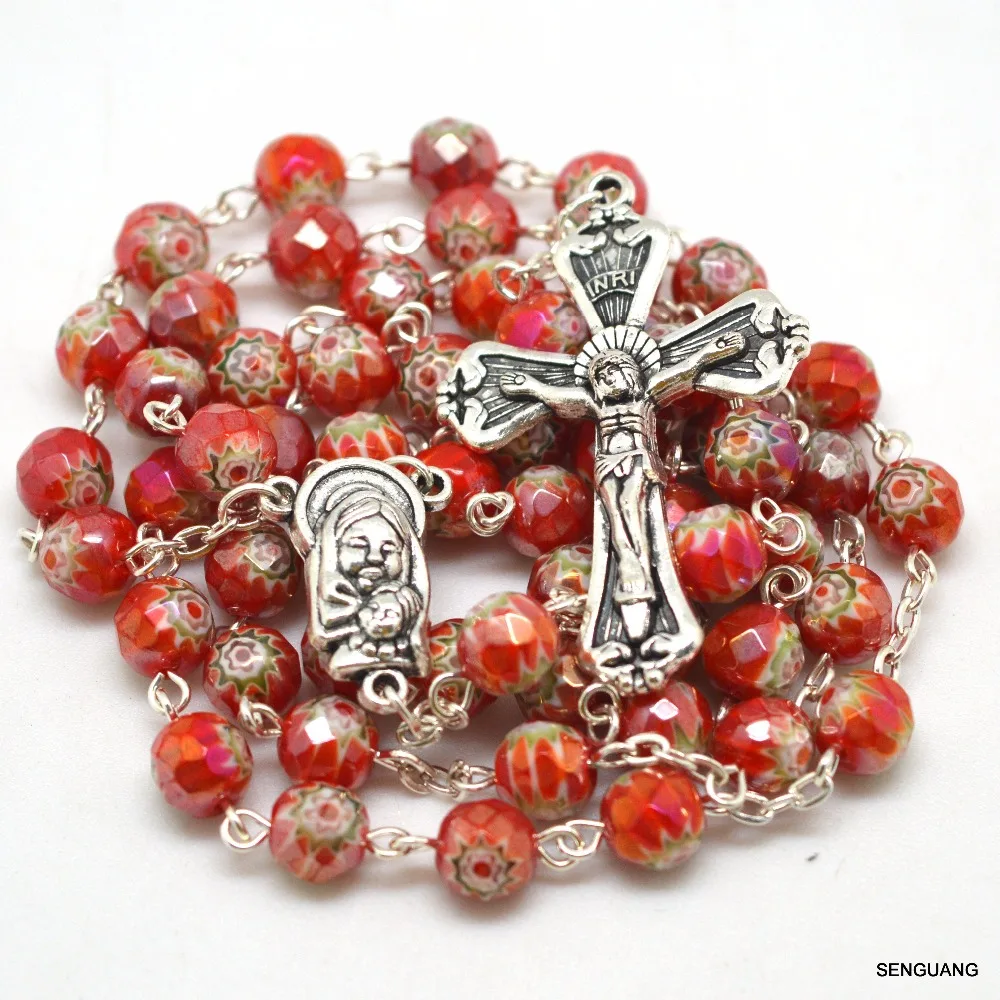 Святого католического граненые стеклянные бусины красный синий желтый зеленый
