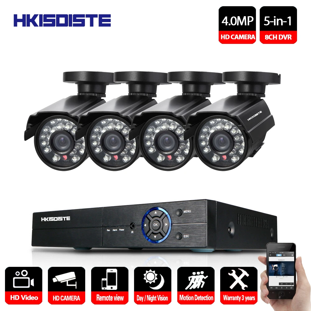 Full HD 8CH 4MP цифровой видеорегистратор система cctv комплект уличная ahd камера