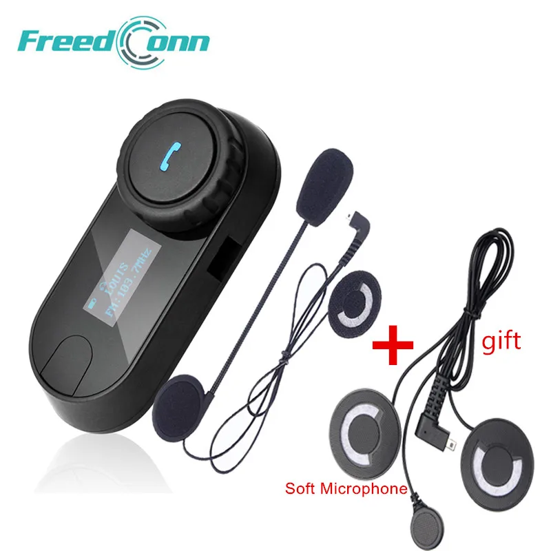 Гарнитура FreedConn для мотоциклетного шлема Bluetooth с ЖК экраном FM радио мягкий