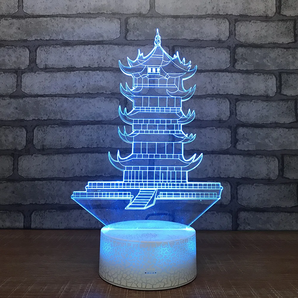 Wonder Pagoda Ночная лампа мультяшная 3d цветная прикроватная для спальни Прямая