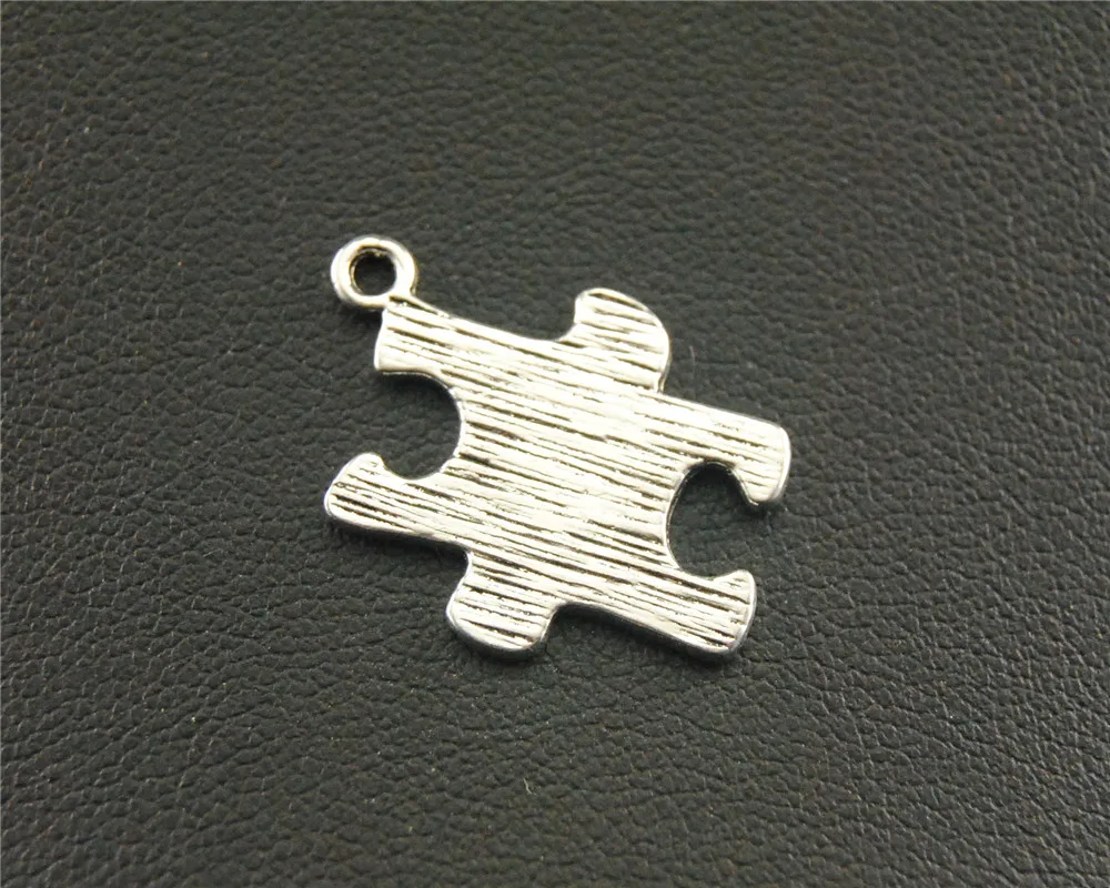Подвески-пазлы серебряного цвета для поделок ожерелья ювелирные изделия 10 шт. 20x17