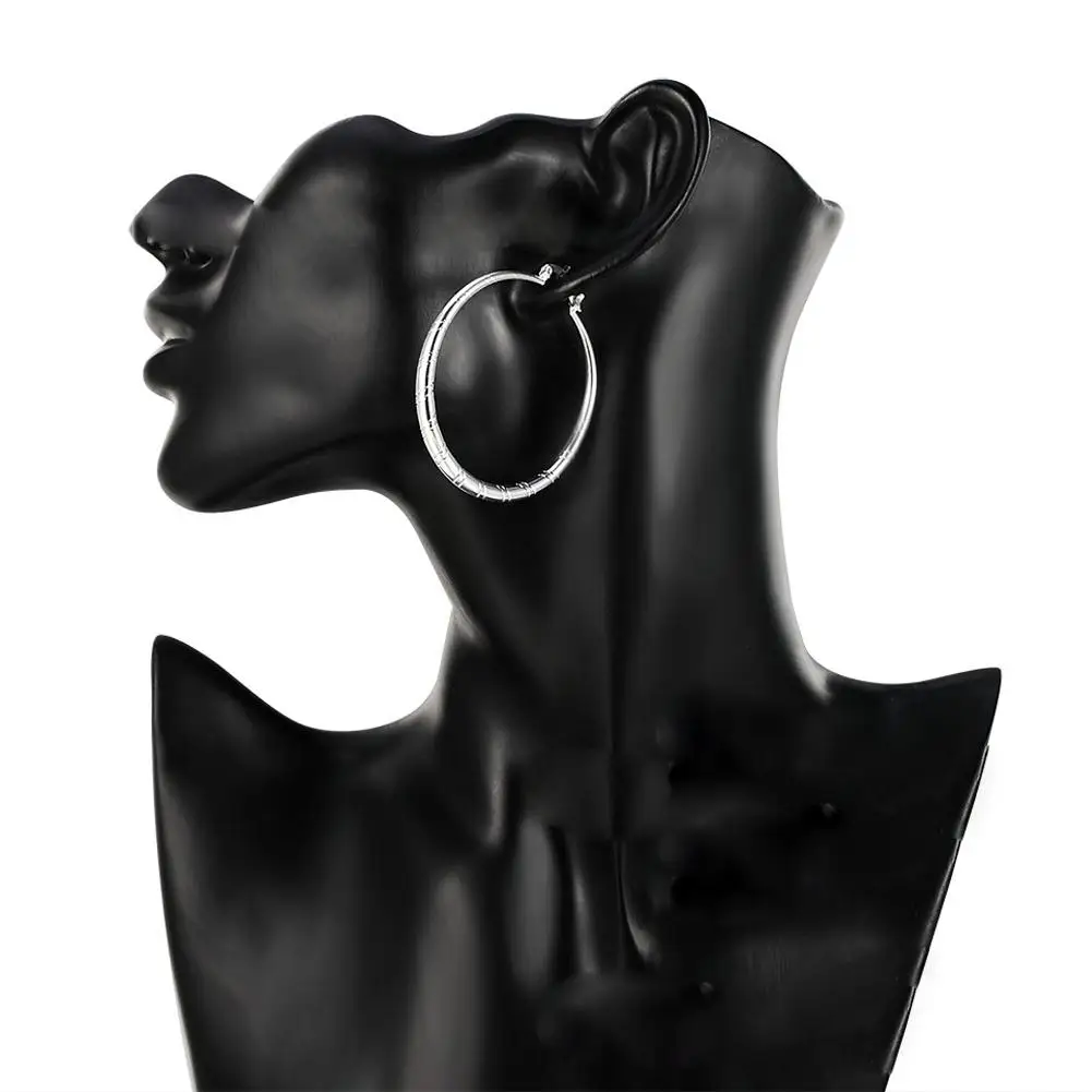 Кольцо для женщин линия узор покрытый геометрический большой круг обруч серьги