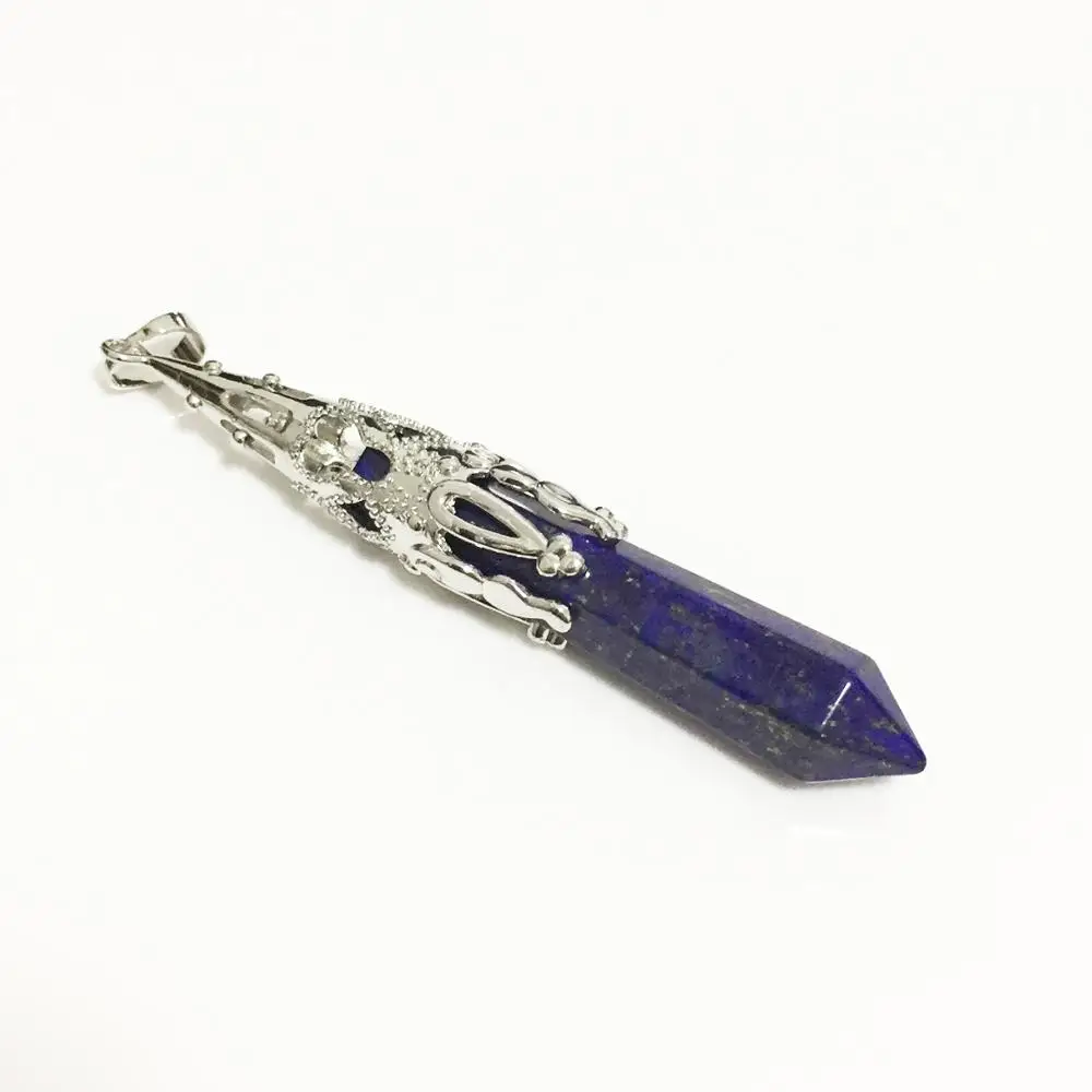 lapis lazuli Винтажные природные драгоценные камни подвеска в виде каменного маятника для divination Wicca чакра Рэйки Turquoises Jaspers Опал серьги из натурального аметиста каменные подвески - Окраска металла: lapis lazuli