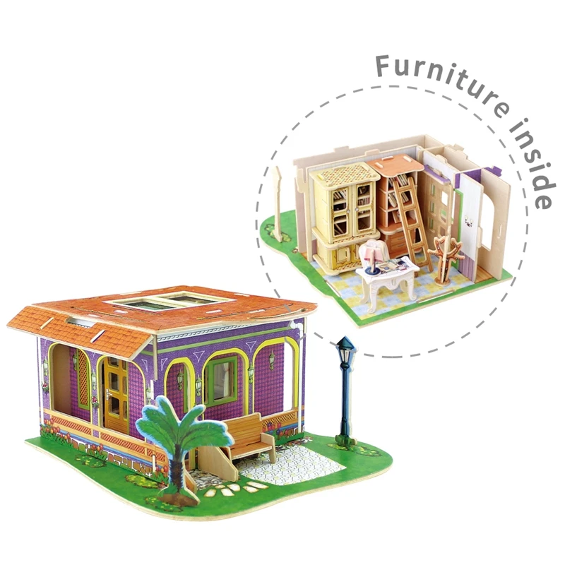 Robud кабинет Кукольный дом мебель внутри деревянная Сборная модель домик