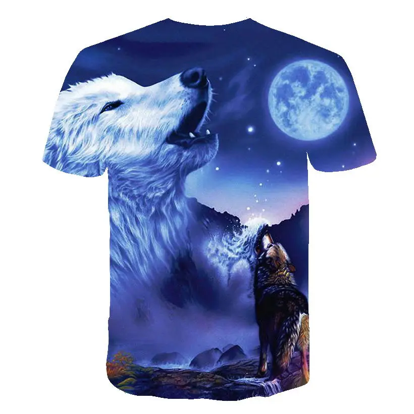 Harajuku/Забавный дизайн крутая футболка с 3D принтом волка новая модная летняя