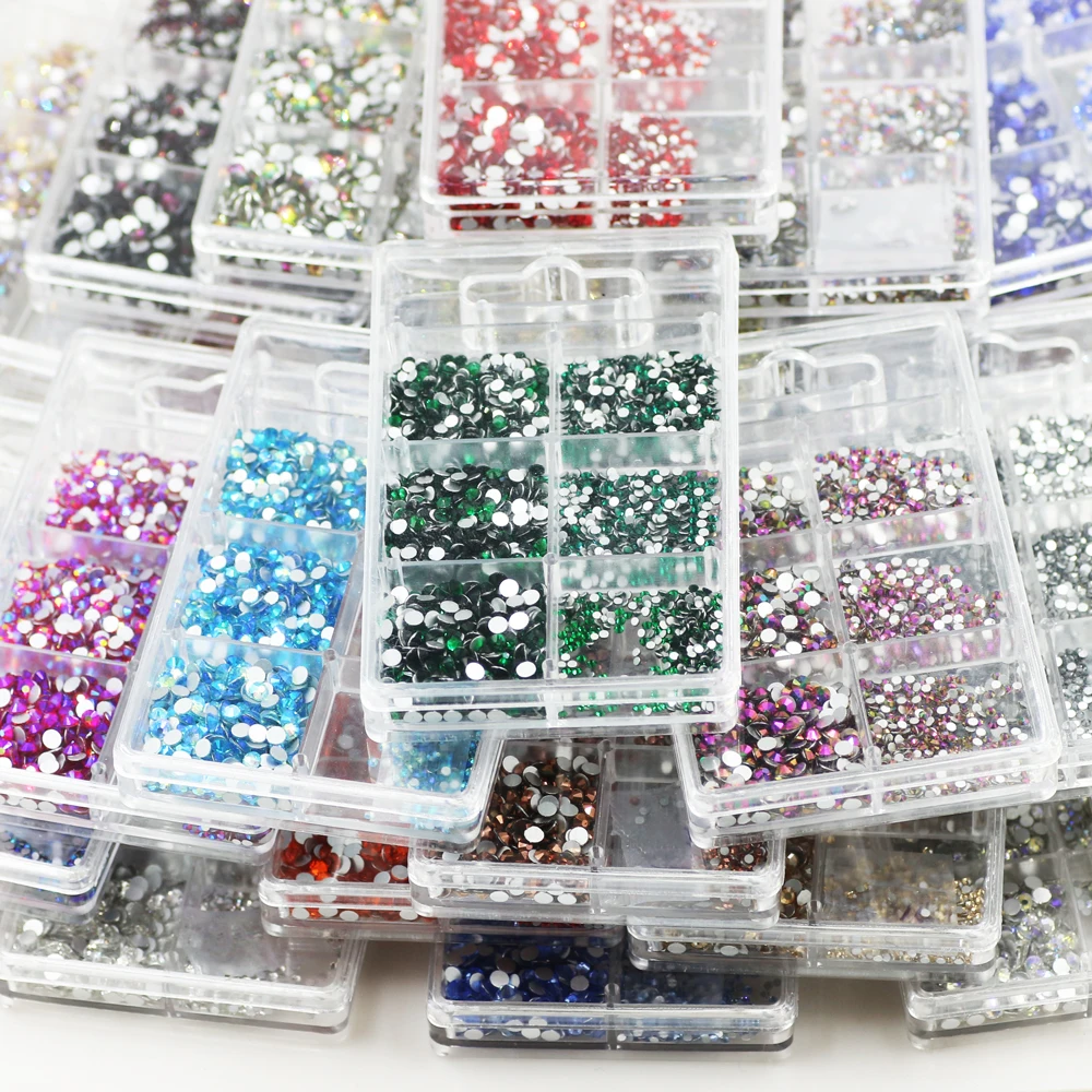Посылка в коробке ss4/ss5/ss6/ss8/ss10/ss12 стеклянные стразы для ногтей с плоской задней
