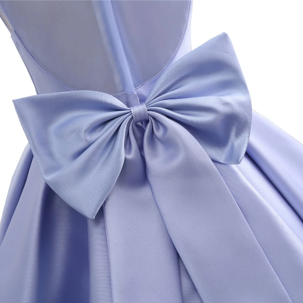 

ANTI Elegant Grape Purple Satin Flower Girl Dress High-Neck Crystal Prom Dress With Big Bow Child First Communion Dress Custom