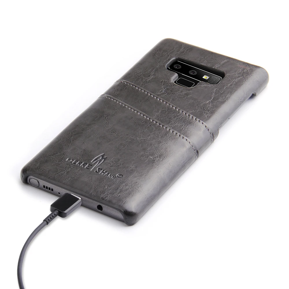Серый Fierre Shann бренд для samsung Galaxy Note 9 чехол из искусственной кожи телефонные чехлы