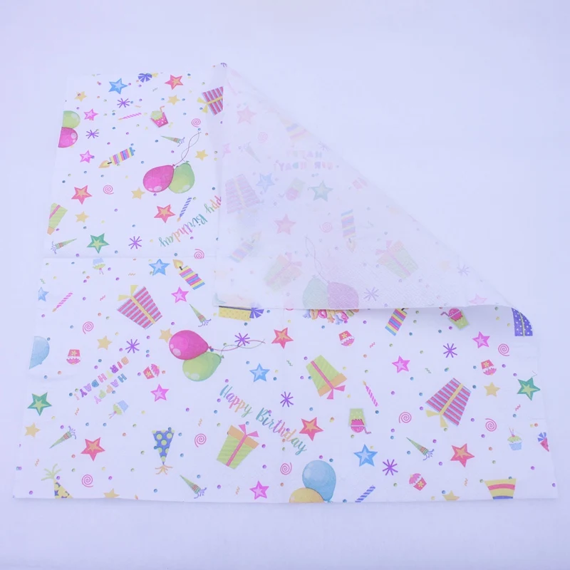 

[RainLoong] Happy Birthday Pattern Print Napkin For Birthday Party Tissue Decoration Decor 33*33cm 1 pack