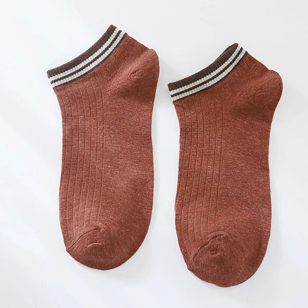 Red Socks Harajuku женские короткие носки летние новые винтажные Лоскутные Полосатые короткие носки для девочек женские простые хлопковые носки 6 пар - Цвет: Red Socks