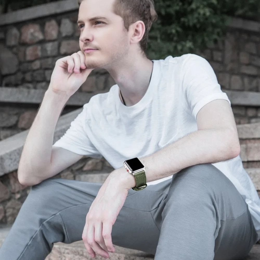 Fullmosa для наручных часов Apple Watch версии 8 цветов Холст НАТО Стиль iWatch ремешок