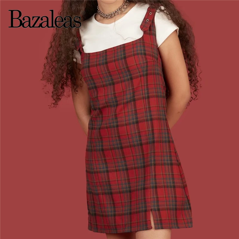 Bazaleas 2019 уличная шотландская Красная оболочка для женщин vestido регулируемый ремень