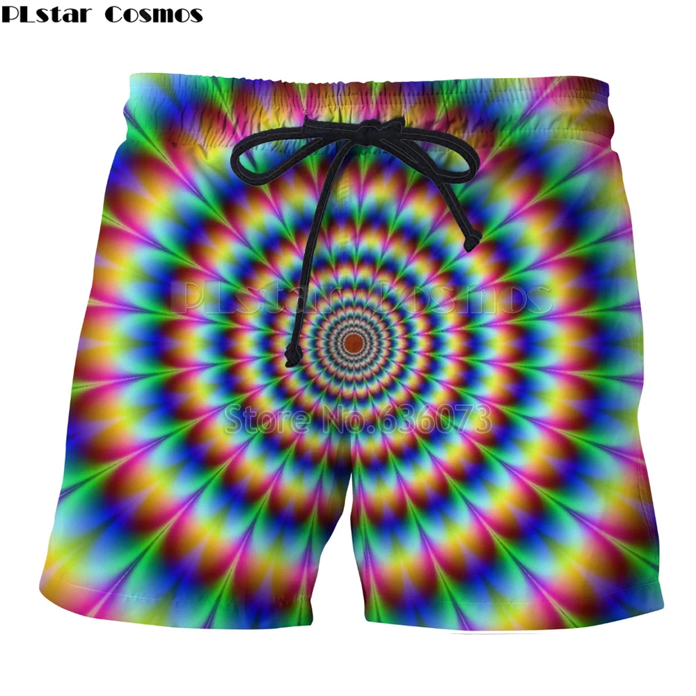 

PLstar Cosmos Drop shipping 2018 summer New style Mens Womens Shorts Flashbacks colorful psychedelic Print 3d Casual Cool shorts