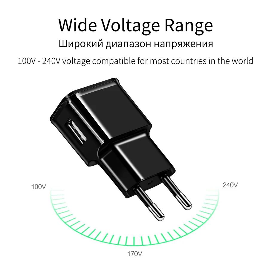 Настенное зарядное устройство US EU 1 м Micro USB зарядный кабель для Huawei Samsung Xiaomi Redmi S2 6A