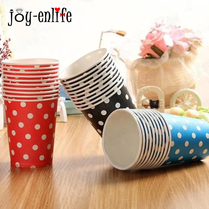 JOY ENLIFE 10 шт красочные одноразовые бумажные стаканчики в горошек Питьевая чашка