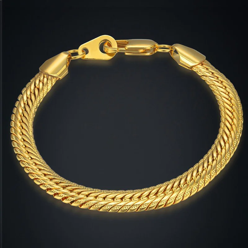 Купи Bracelet Jewelry Wholesale Braslet For Man Vintage 8MM Gold Silver Color Snake Chain Link Bracelets For Women/Men Gift за 169 рублей в магазине AliExpress
