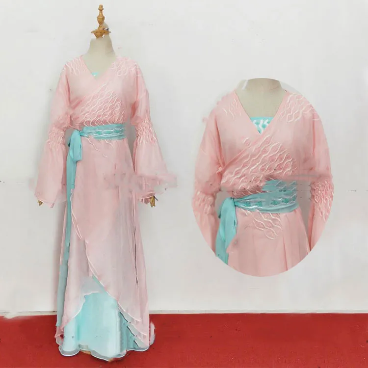 Чжао Лиин розовый шифон кружева костюм Hanfu Фея Для женщин костюм для новейших ТВ играть принцесса агентов Легенда ChuQiao актриса