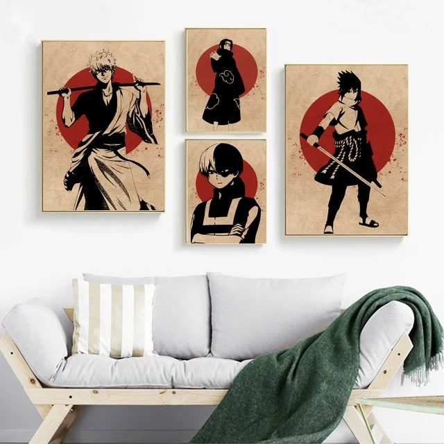 Японские классические аниме персонажи Gintama Itachi Sasuke uchiha Todoroki художественный холст