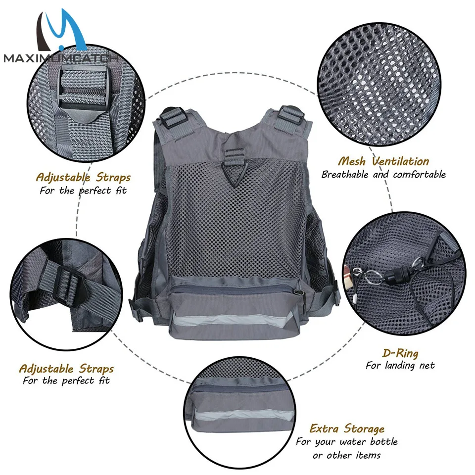 Maximumcatch Fly Fishing Vest регулируемые пакеты с карманами и съемные плавающие подушки