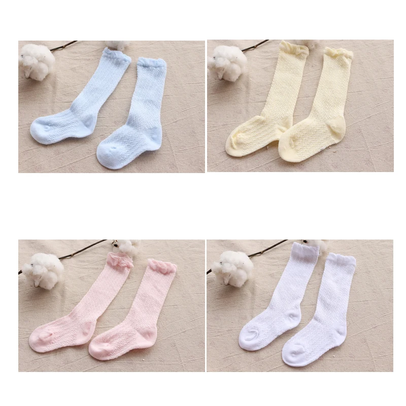 Кружевные чулки для маленьких девочек летние хлопковые носки однотонные