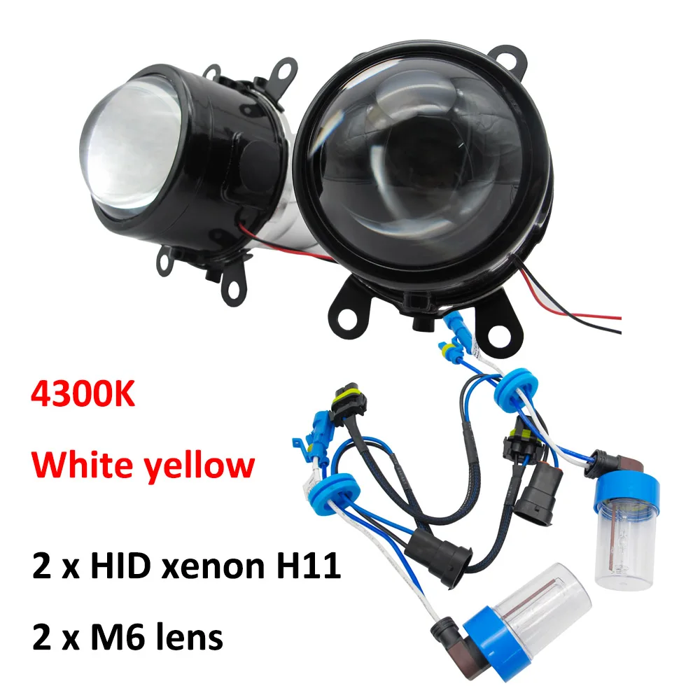 TAOCHIS M6 2,5 дюймовых Биксеноновые HID Автомобильный авто-Стайлинг противотуманных фар линзы прожекторного типа Hi/короче спереди и длиннее сзади) универсальная противотуманная фара автомобиля модернизации H11 лампы - Цвет: 4300K warm white