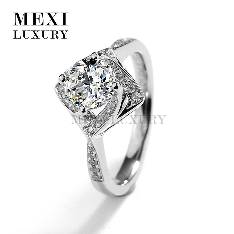18 К белого золота Moissanites кольцо 1.0CT DEF Цвет Обручение с бриллиантами свадебные