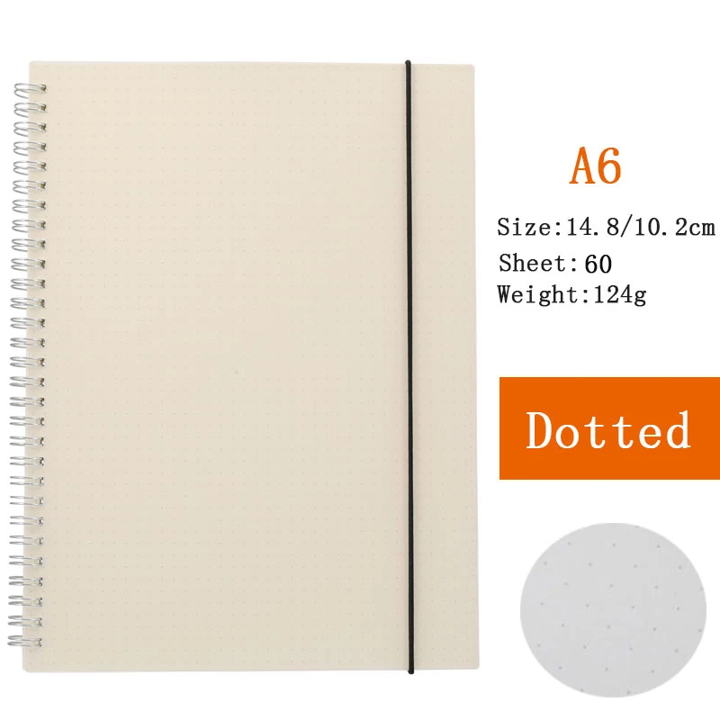 A6 Dotted Pages А5 А6 спиральная записная книжка на катушке, блокнот на подкладке, в горошек, пустая сетка, бумажный дневник, дневник, альбом для рисования, школьные принадлежности, канцелярские принадлежности - Цвет: A6 Dotted Pages