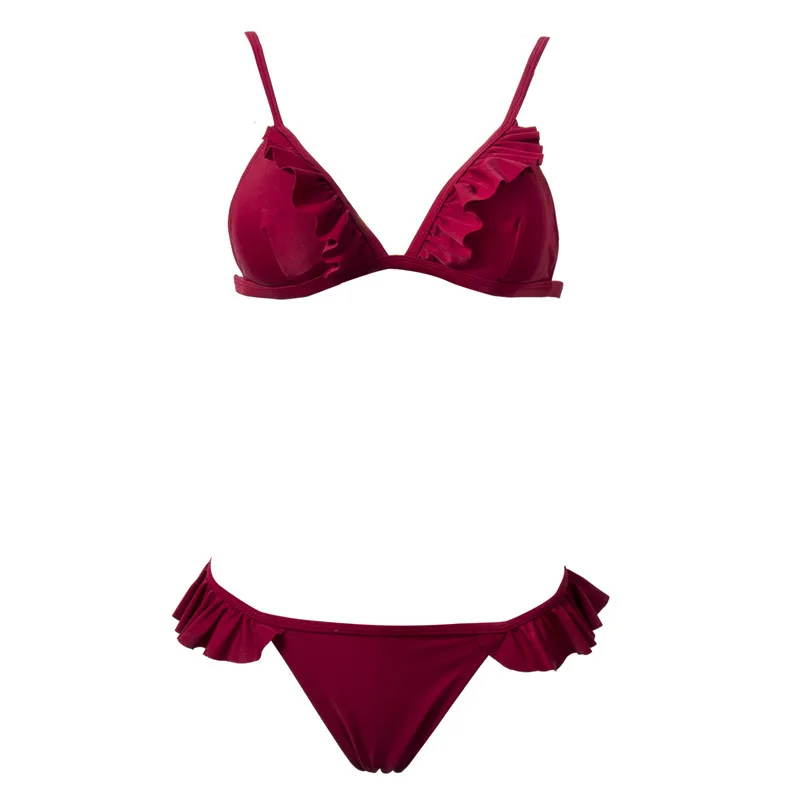 ITFABS купальники женские бандажные однотонные с пуш ап бюстгальтером|beachwear