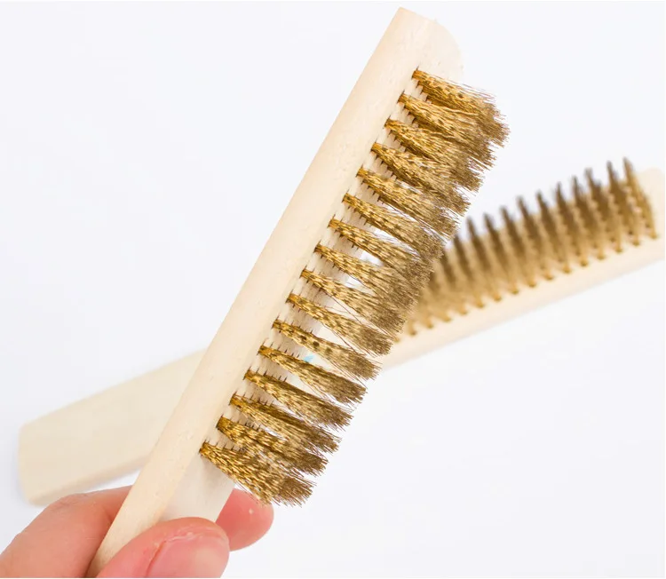 12 шт латунная щетка Высококачественная деревянная ручка металлическая для