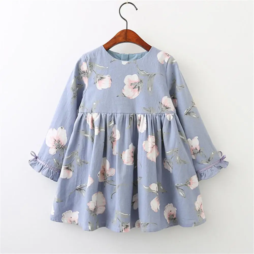 MXTOPPY Long Sleeve Girls Dress 2018 Fashion New Spring Autumn Flower Princess For Children Bow Knot Robe Fille | Детская одежда и