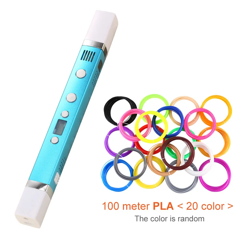 Blue-100m PLA Myriwell 3rd 3D Ручка для рисования, USB штекер, креативная ручка, 3D Ручка в стиле граффити, цифровая, 4 регулировки скорости, лучший подарок для детей, 3d Ручка для печати - Цвет: Blue-100m PLA
