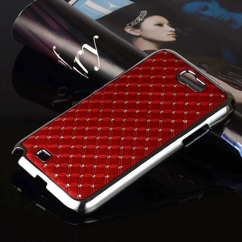 coque for samsung galaxy note 2 case with diamond chromed PC Spray the oil Plain coulor back cover capa funda | Мобильные телефоны